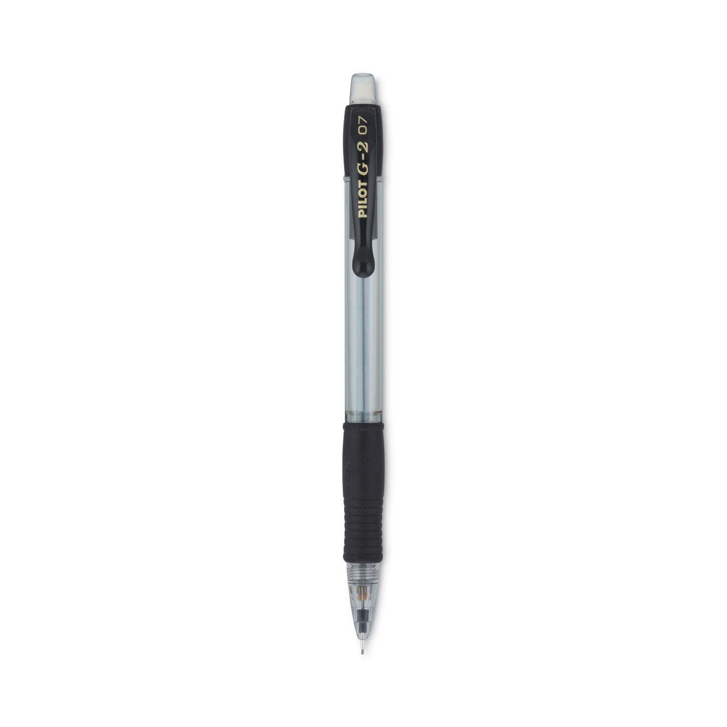 Pilot® G-2 Mechanical Pencil, 0.7mm, Clear w/Black Accents, Dozen