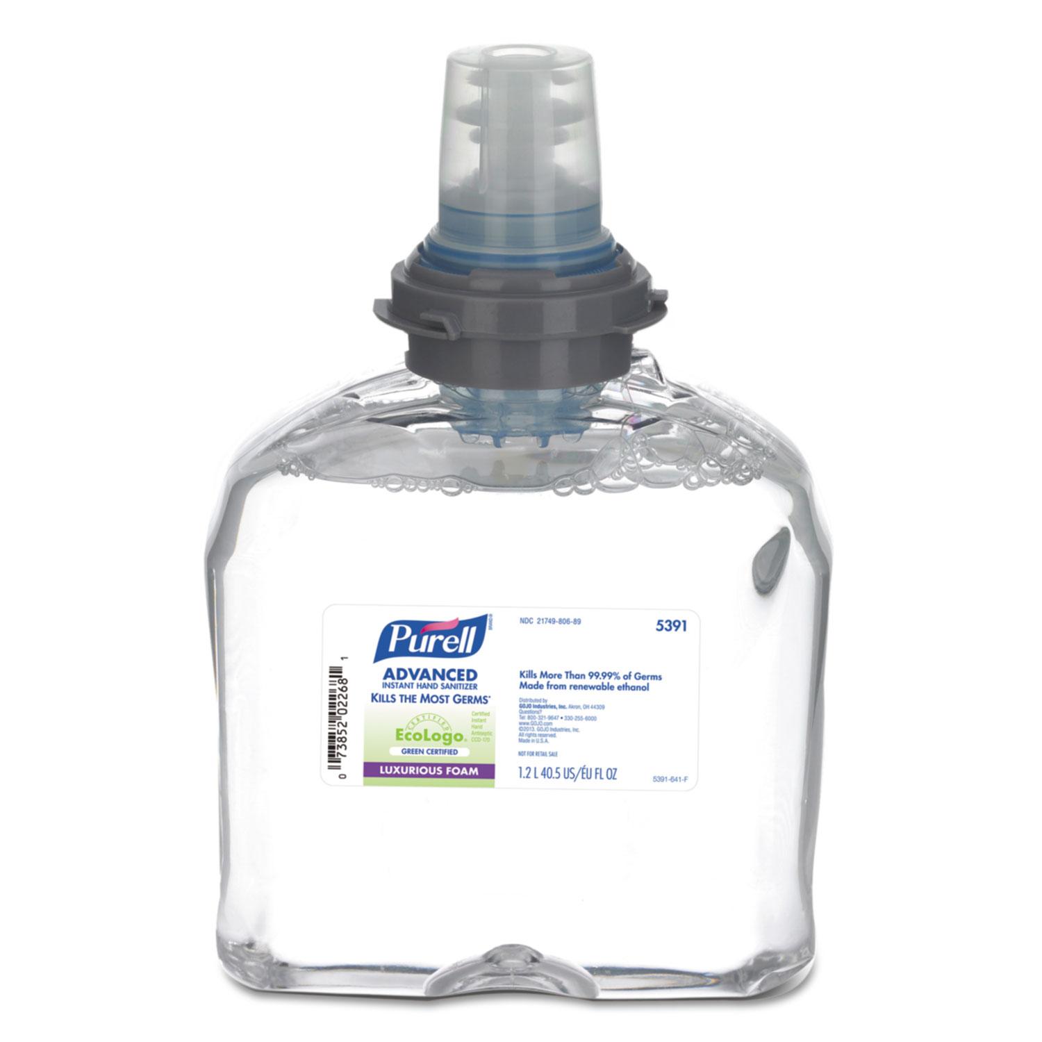 PURELL® TFX Green Certified Instant Hand Sanitizer Foam Refill, 1,200 mL, Clear, 2 per Carton