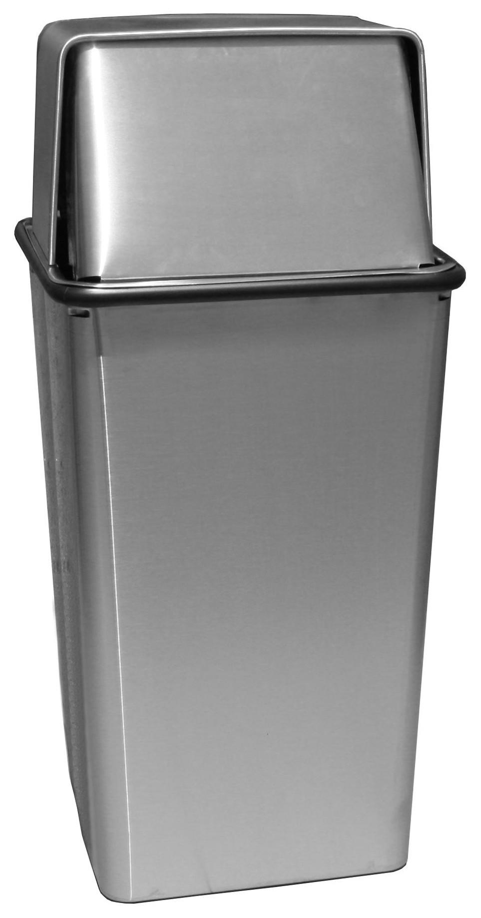 Witt Waste Receptacle and Hamper, 36 Gallon, Push Top, Stainless Steel