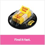 Post-it® Flags Page Flags in Dispenser, "Sign Here", Yellow, 200 Flags/Dispenser