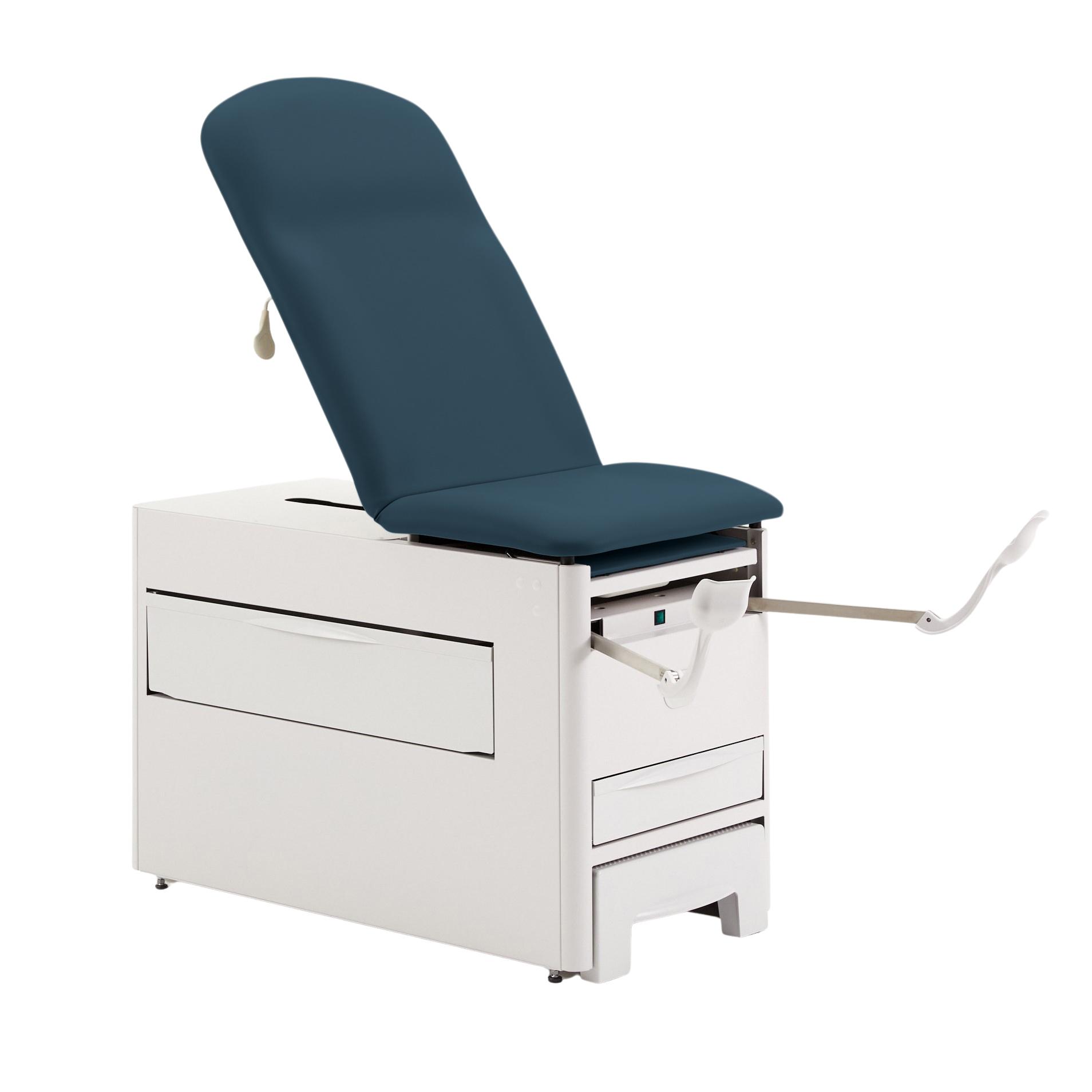 Versa Exam Table with Stirrups, Pelvic Tilt, Outlet & Warmer - Deep Sapphire
