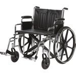 Panacea Heavy-Duty Wheelchair, 18"D, Dual Axle, 450 lbs. Capacity - SeatWidth: 22 in ArmrestStyle: Removable Desk FrontRiggingStyle: Elevating Legrest