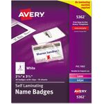 Avery® Self-Laminating Laser/Inkjet Printer Badges, 2 1/4 x 3 1/2, White, 30/Box