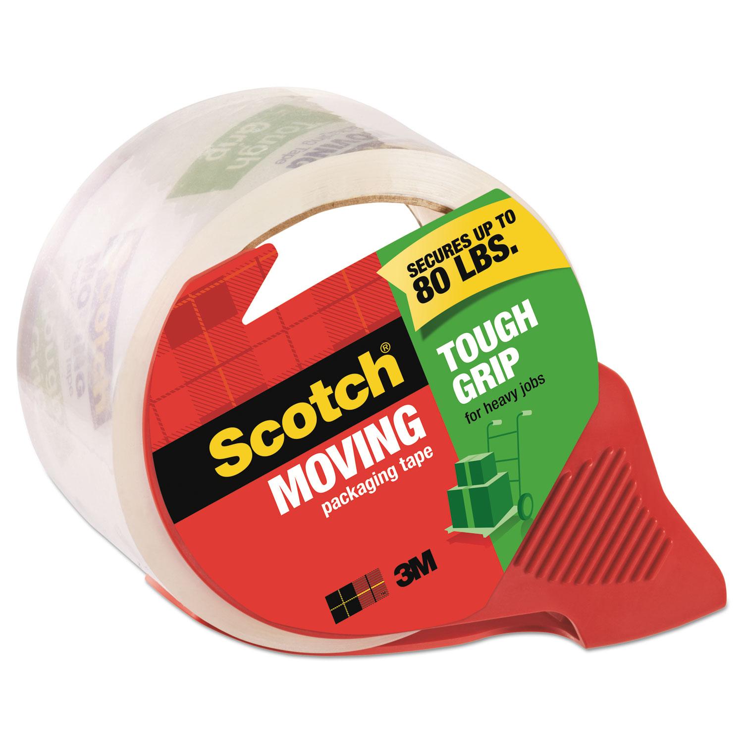 Scotch® Tough Grip Moving Packaging Tape, 1.88" x 54.6 yds, With Dispenser