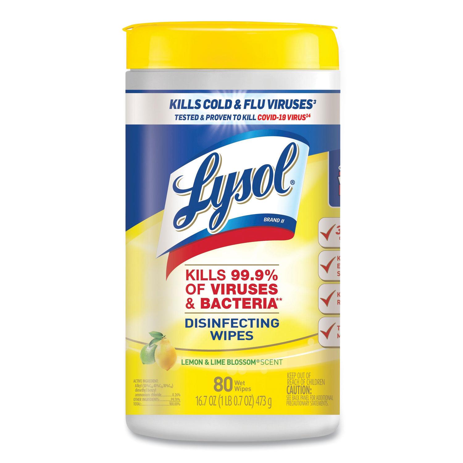 LYSOL® Brand Disinfecting Wet Wipes, Lemon and Lime Blossom 7 x 8, 80/Canister