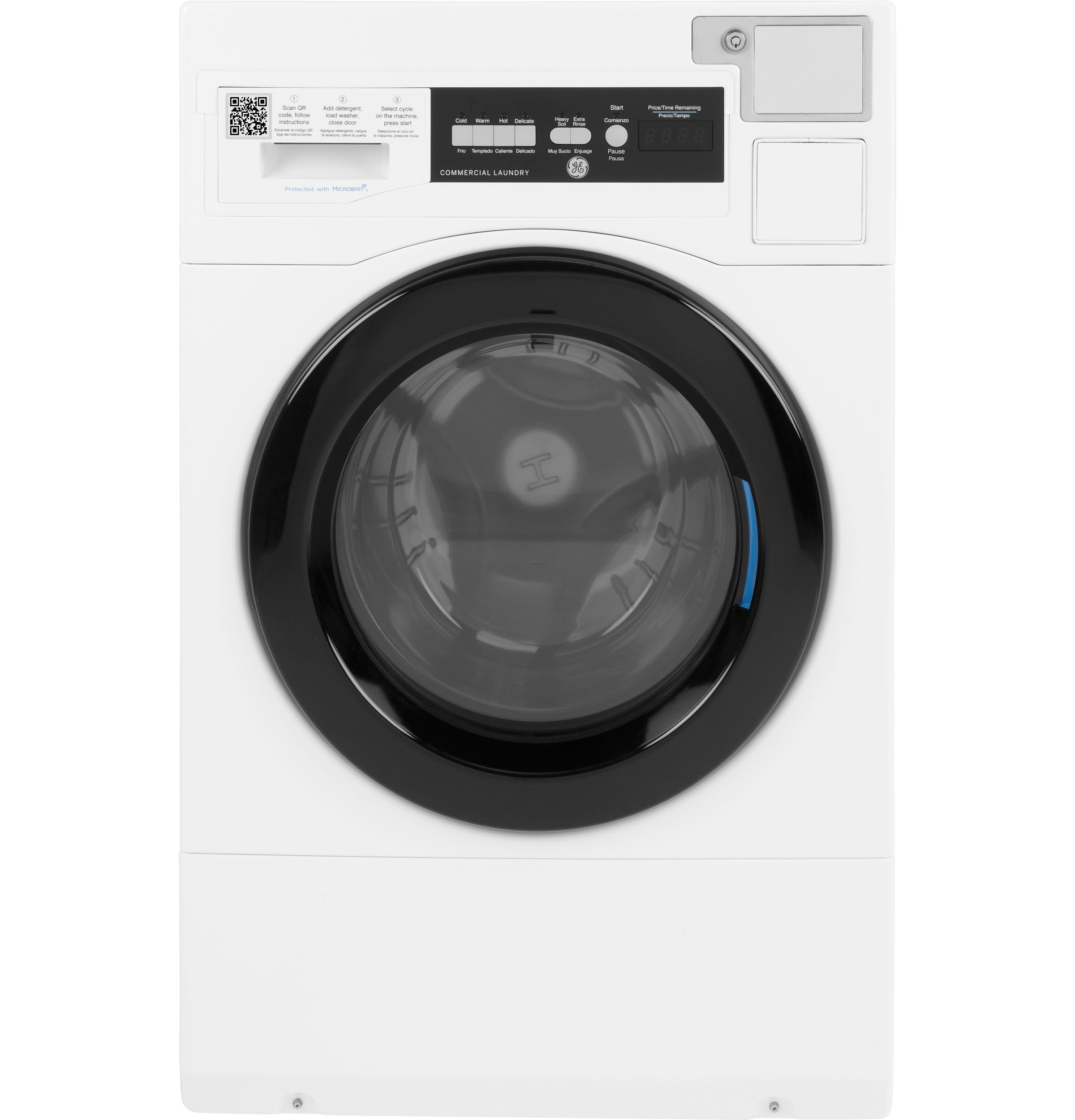 GE® Commercial 22lb. Capacity Washer with Built-In App-Based Payment System, Standalone Unit, White