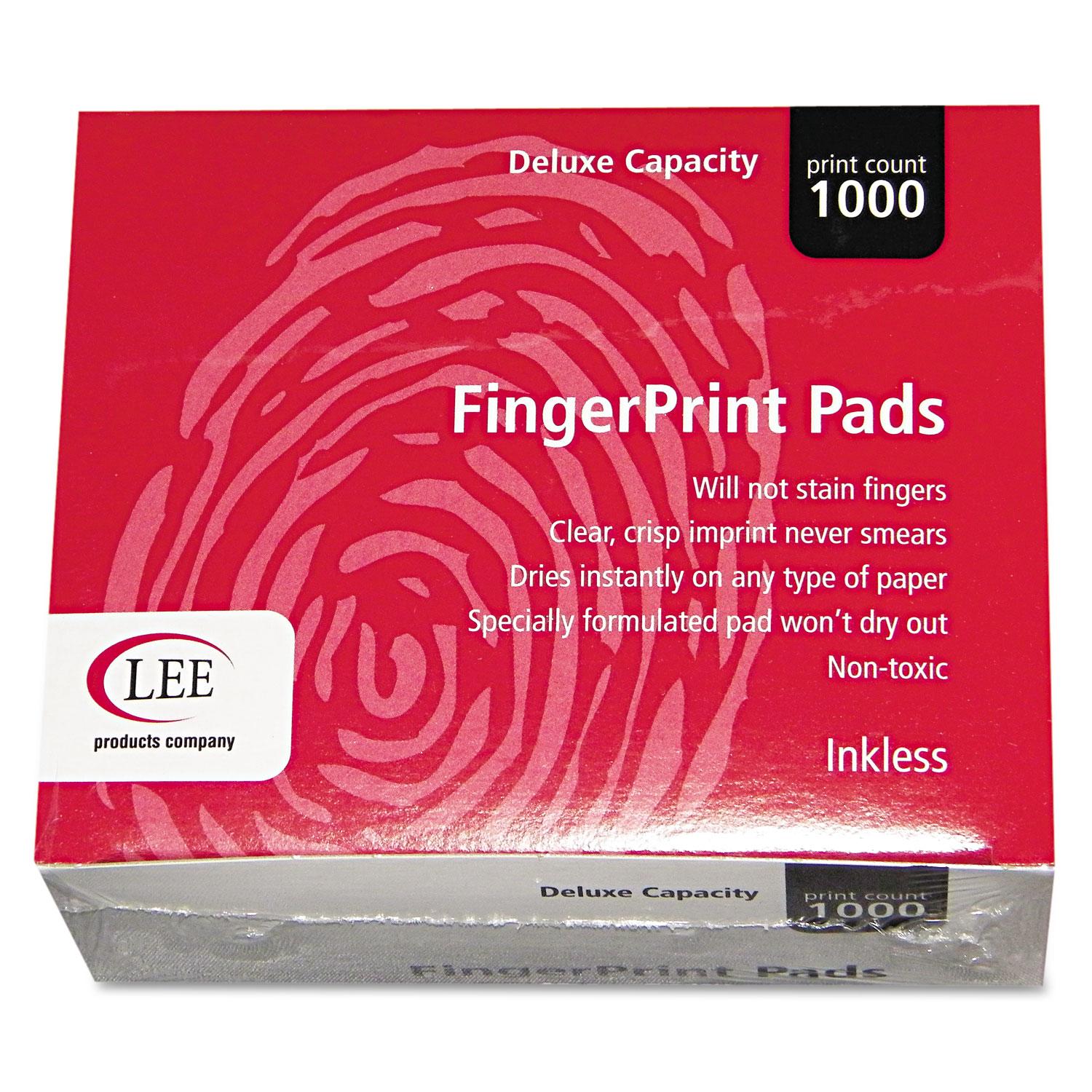 LEE Inkless Fingerprint Pad, 2 1/4 x 1 3/4, Black, Dozen