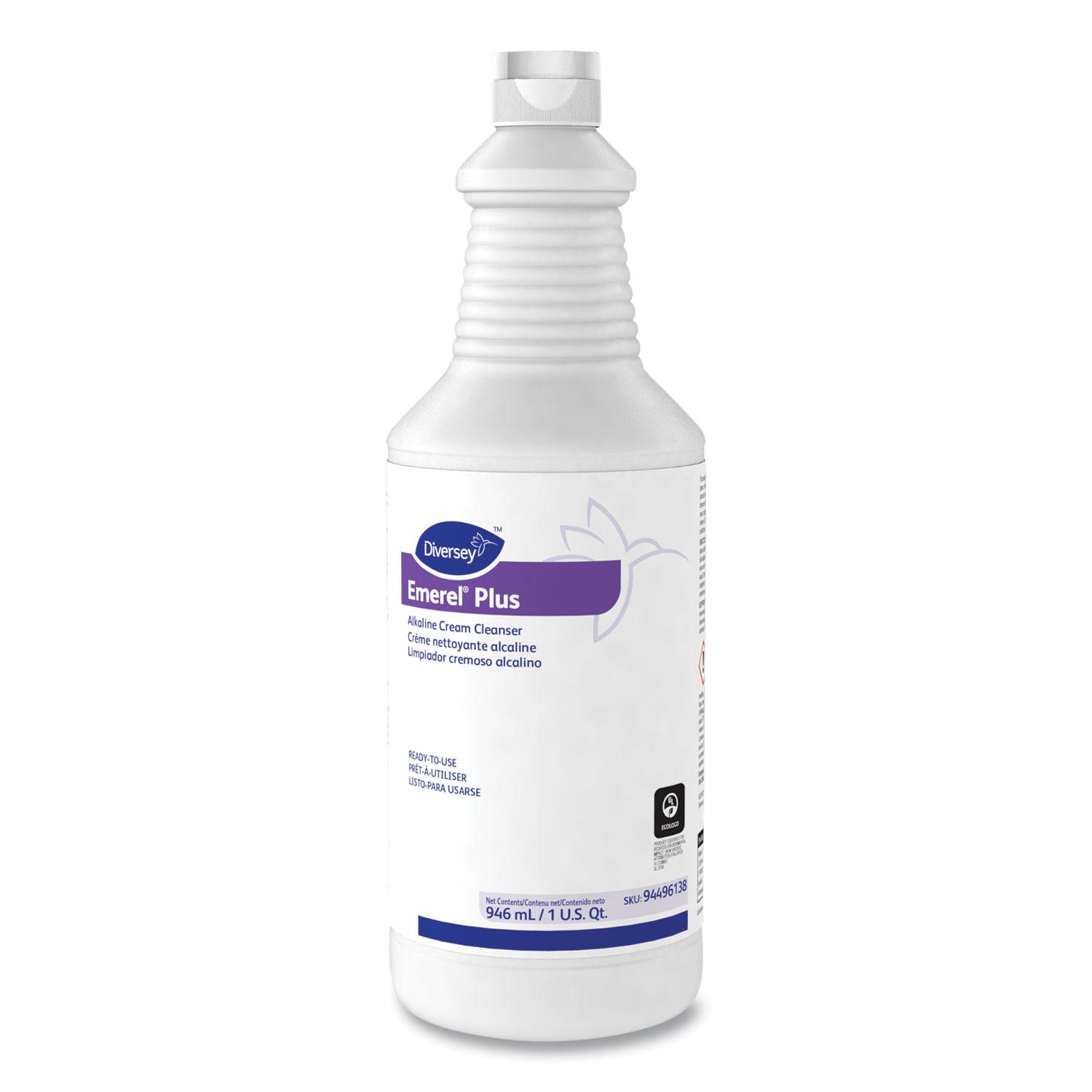 Diversey™ Emerel Plus Cream Cleanser, Odorless, 32 oz Squeeze Bottle, 12/Carton