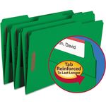 Smead Folders, Two Fasteners, 1/3 Cut Assorted Top Tab, Legal, Green, 50/Box