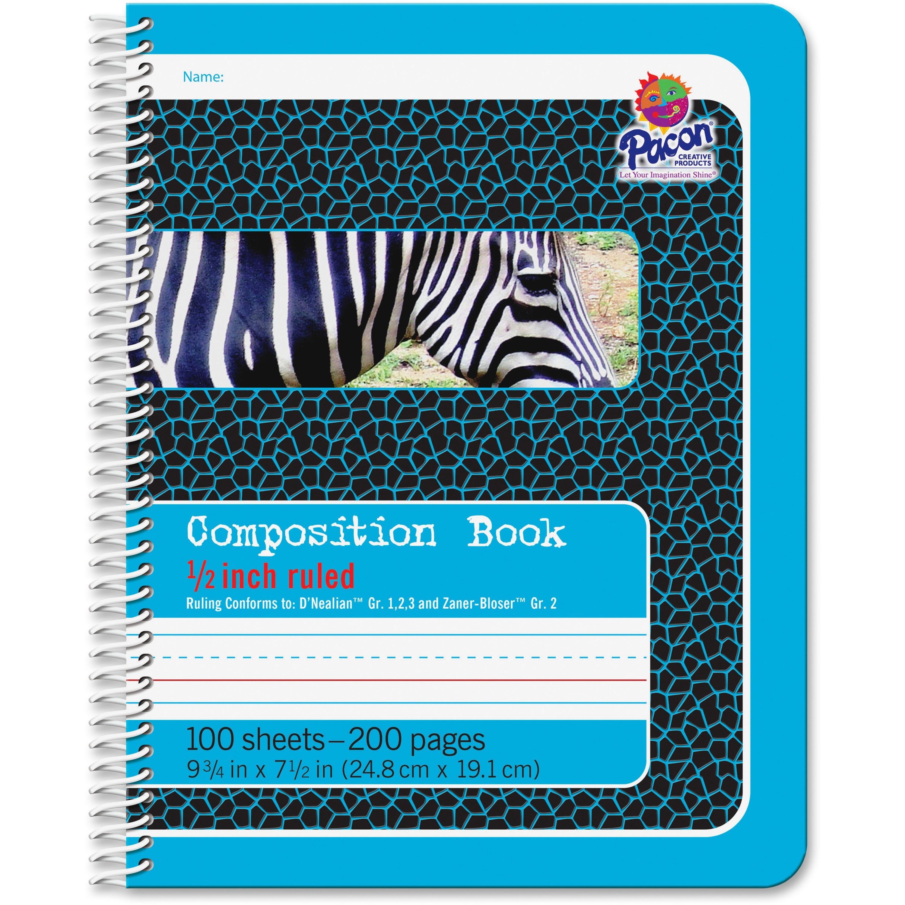Spiral bound Composition book, 9-3/4"x7-1/2", 100SH/PK, WE