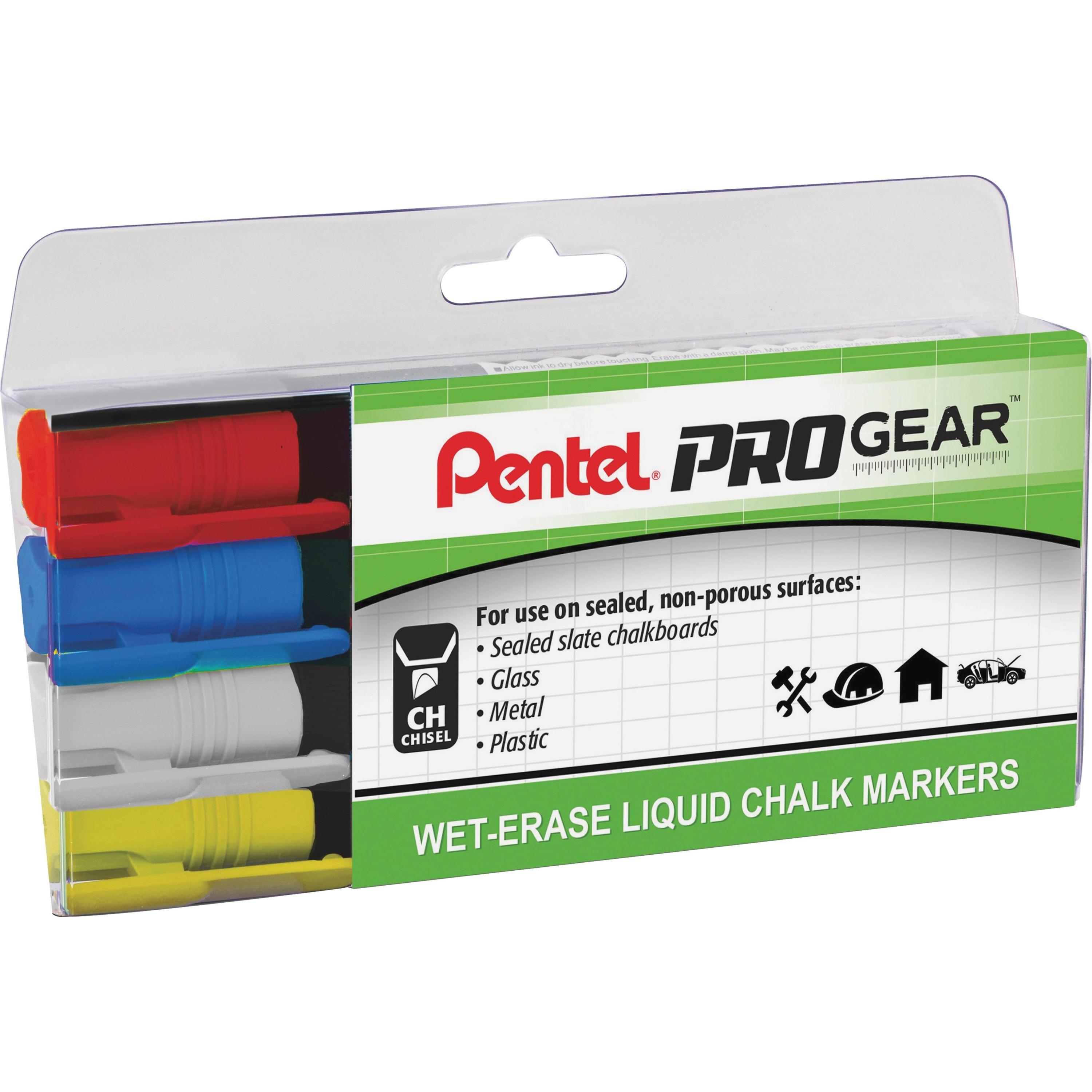 Liquid Chalk Markers, Chisel Tip, Wet-Erase, 4/PK, AST