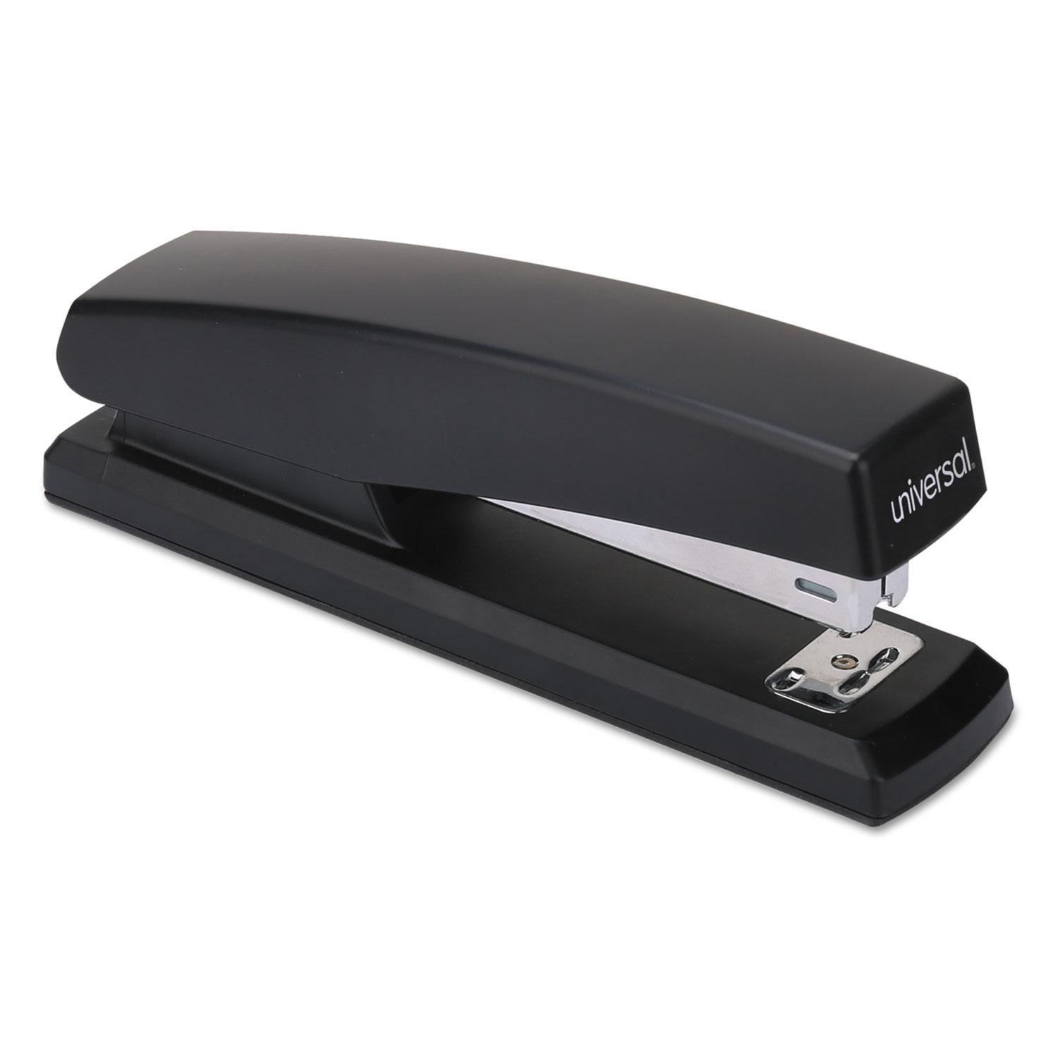 Universal® Economy Full-Strip Stapler, 20-Sheet Capacity, 3" Throat, Black