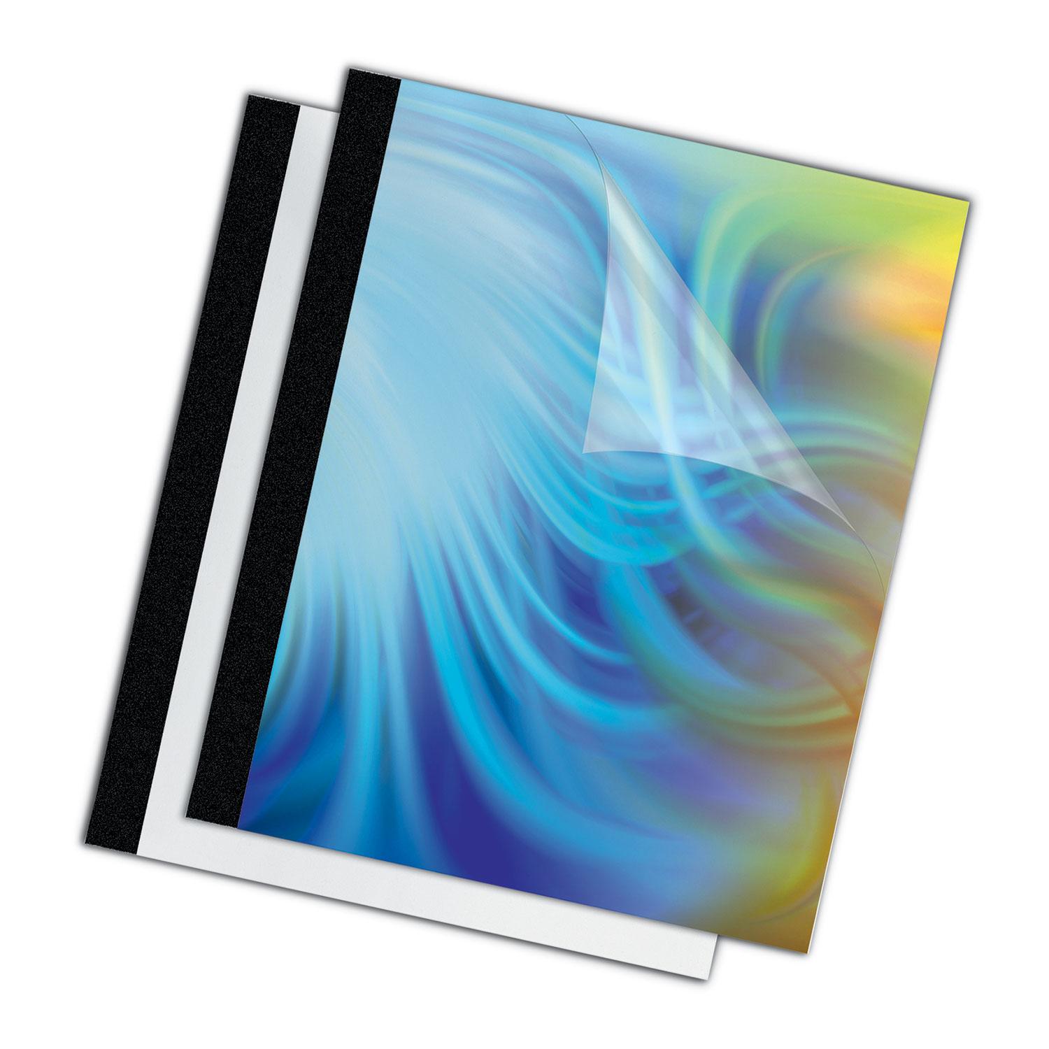 Fellowes® Thermal Binding System Covers, 180-Sheet Cap, 11 x 8 1/2, Clear/Black, 10/Pack