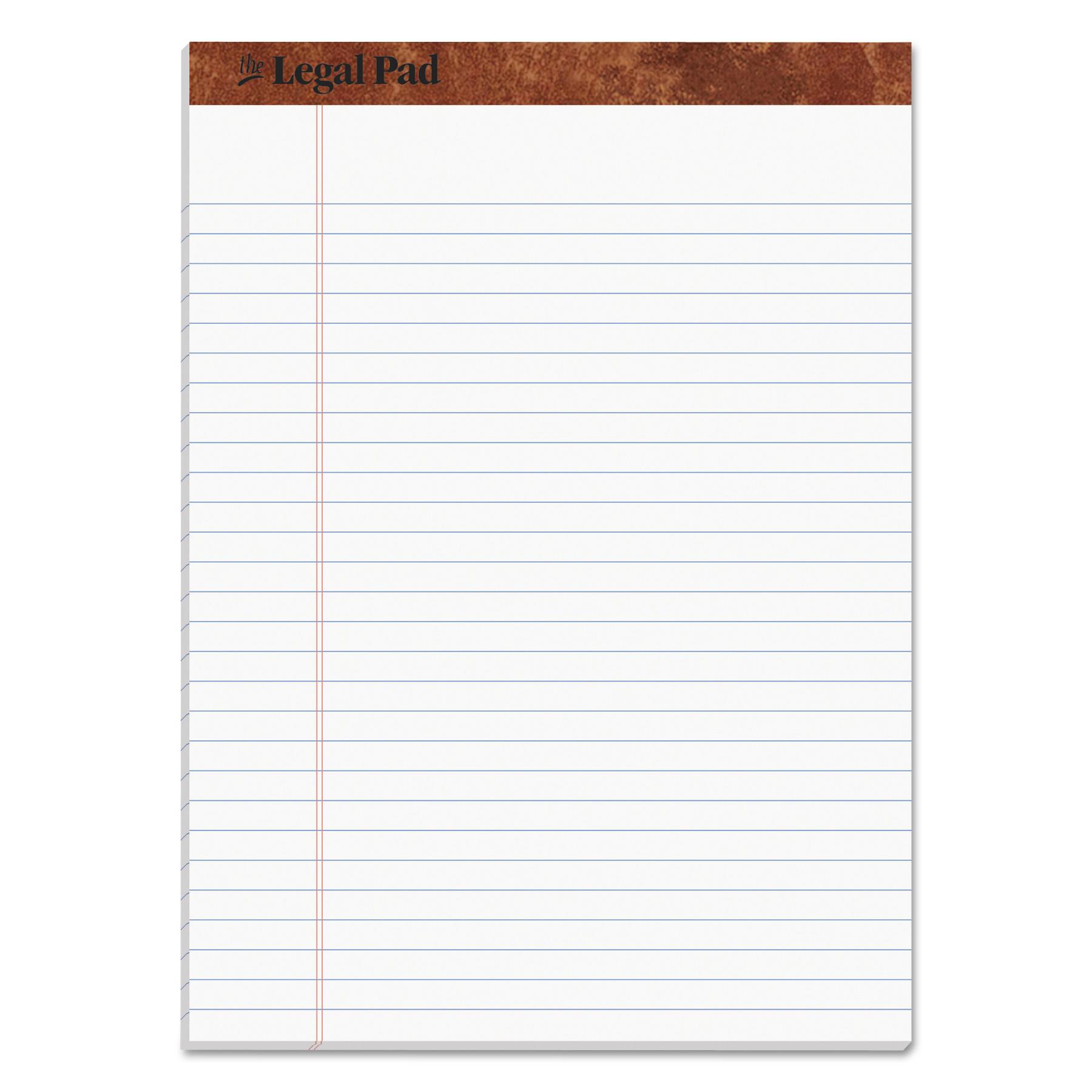 "The Legal Pad" Ruled Pads, Legal/Wide, 8 1/2 x 11 3/4, White, 50 Sheets