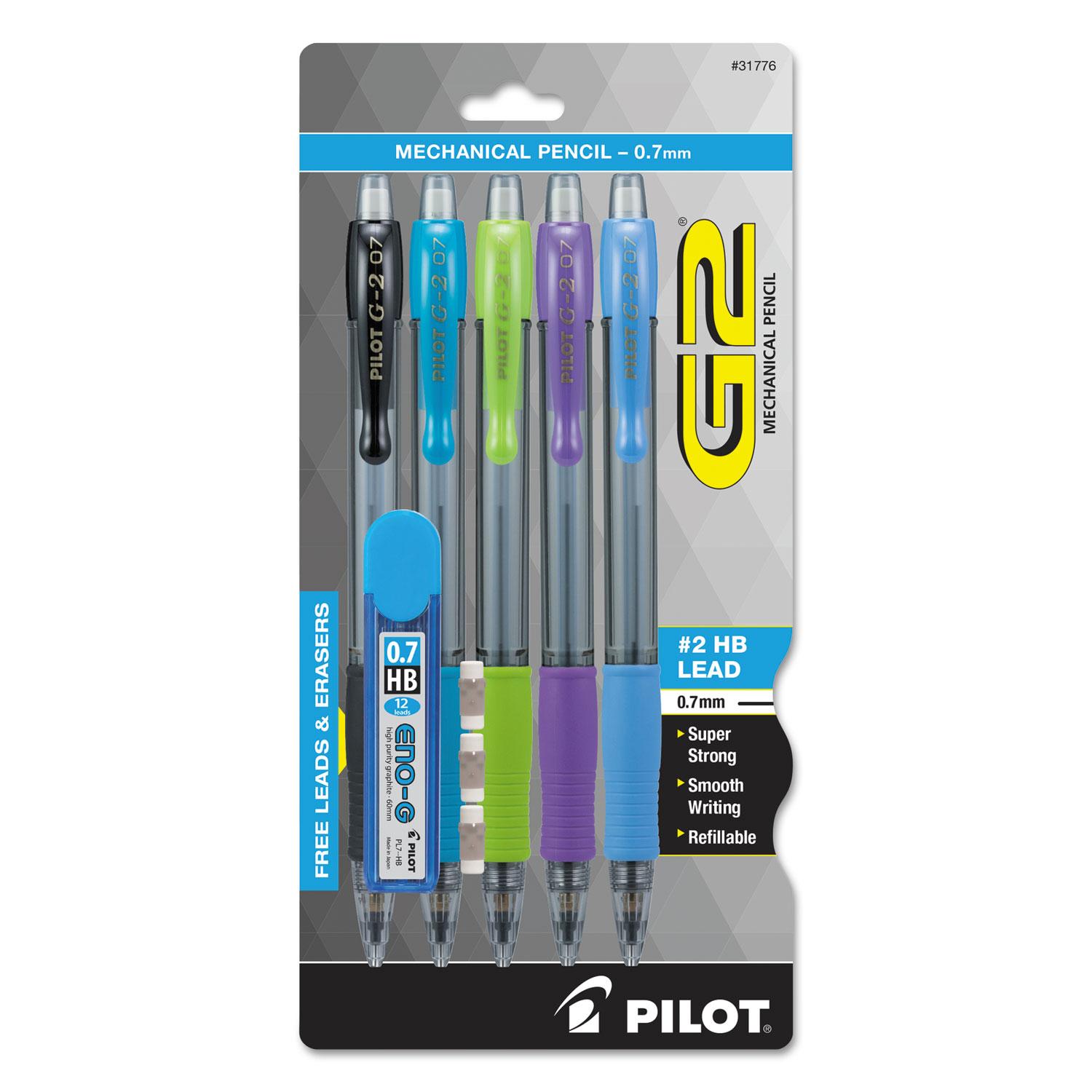 Pilot® G-2 Mechanical Pencil, 0.7mm, Assorted, 5/Pack