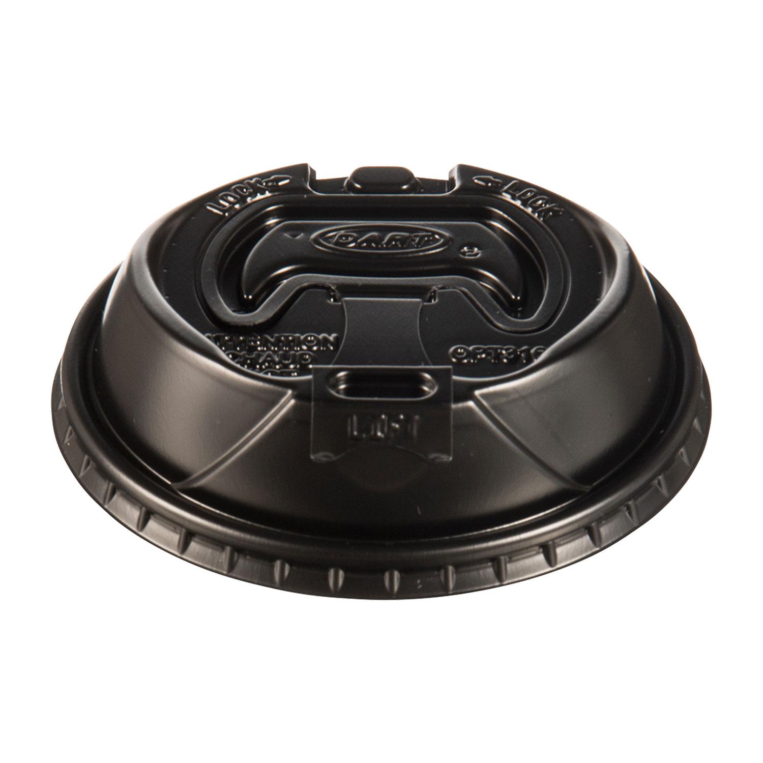 Dart® Optima Reclosable Lids for Paper Hot Cups for 10-24 oz Cups, Black, 1000/Carton