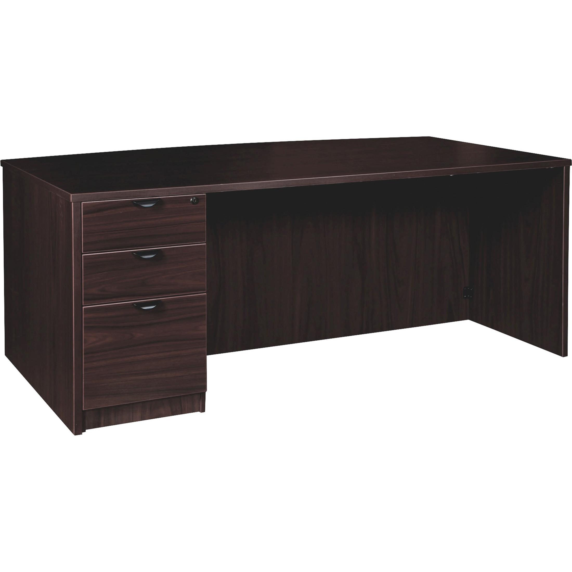 Right-pedestal Bowfront Desk, B/B/F, 72