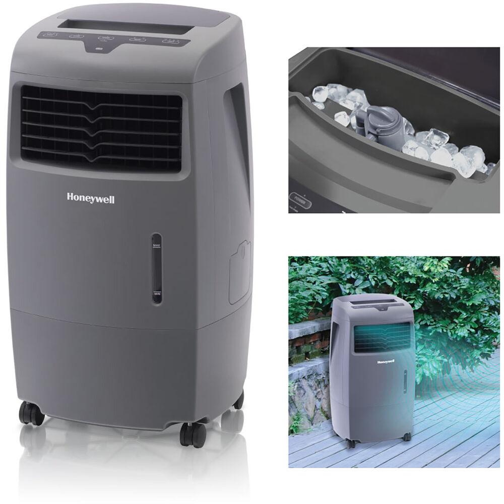 Honeywell 500 CFM Indoor/Outdoor Evaporative Air Cooler (Swamp Cooler) with Remote Control in Gray