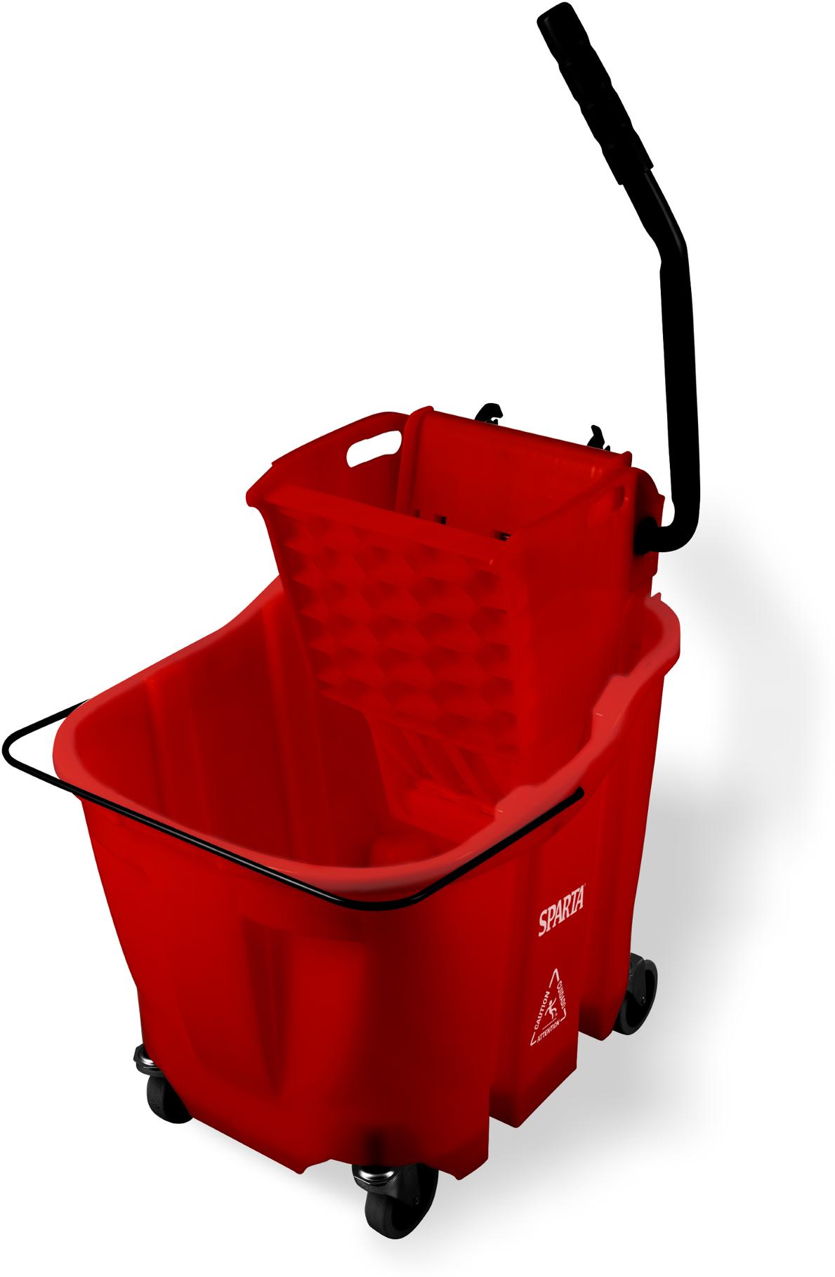 35qt Mop Bucket Combo: Side Press Wringer Red