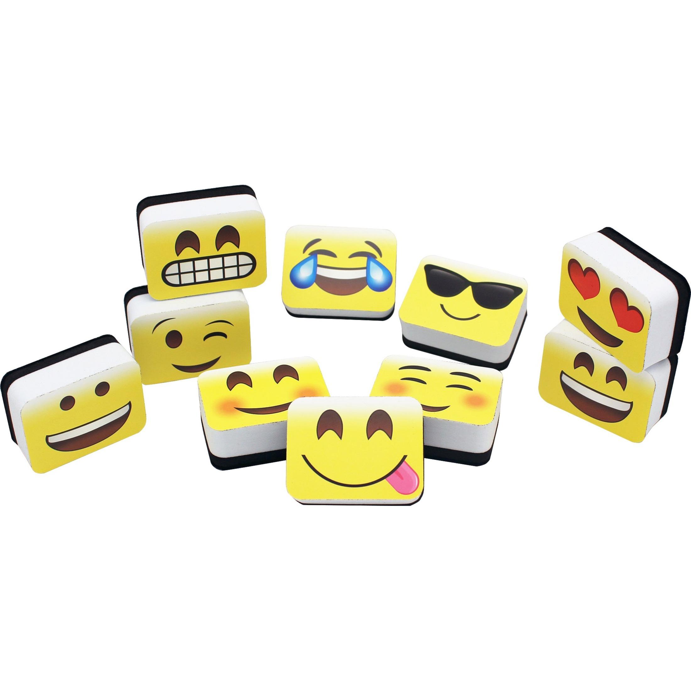 Mini Whiteboard Erasers Emojis, 2" x 1-1/2" x 3/4", 10/PK, MI