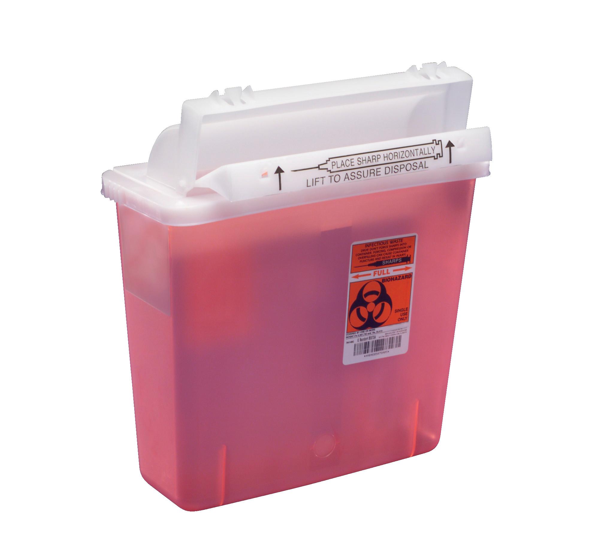 In-Room Sharps Container, Counterbalanced Lid 5 qt, Red, Case of 20