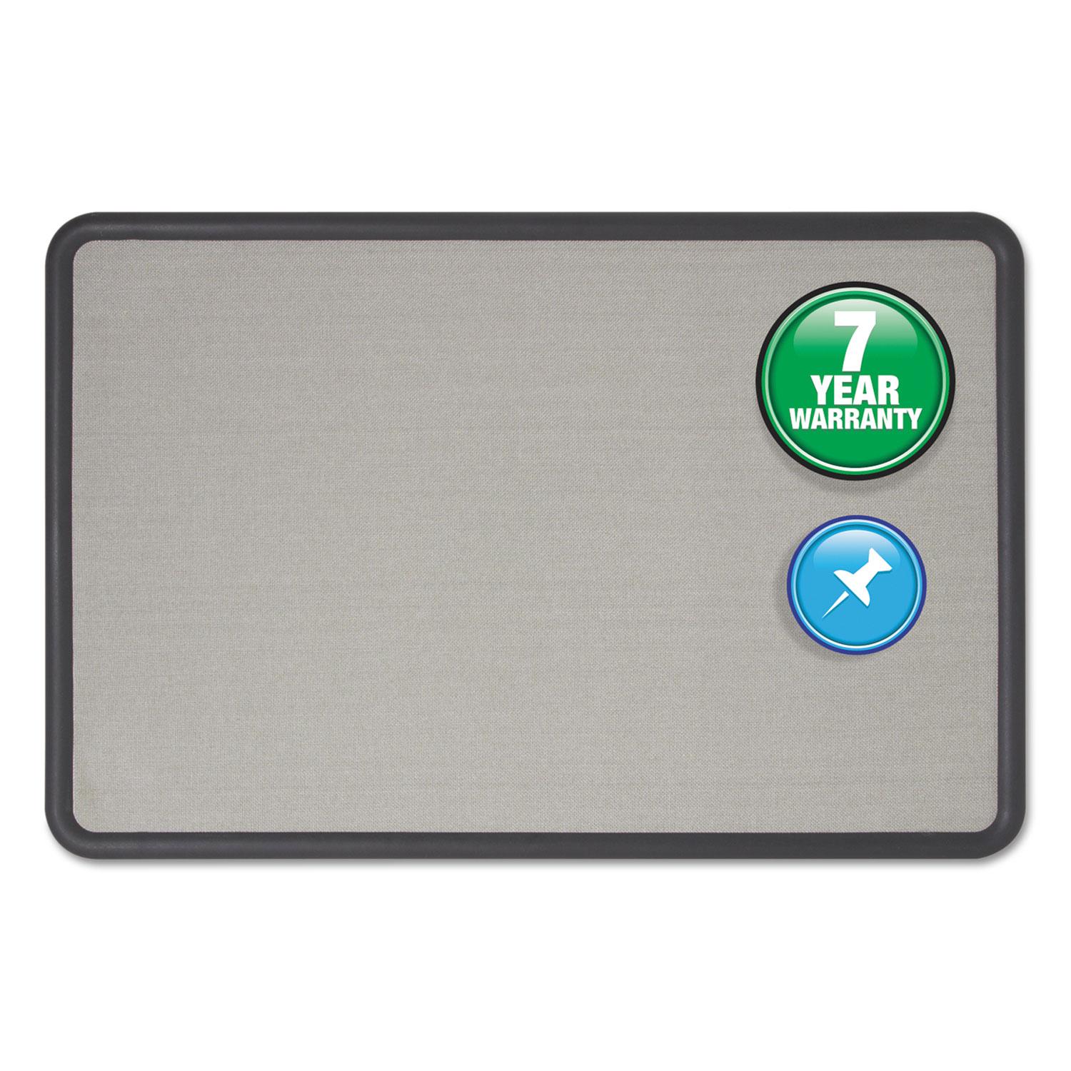 Quartet® Contour Fabric Bulletin Board, 48 x 36, Gray Surface, Black Plastic Frame