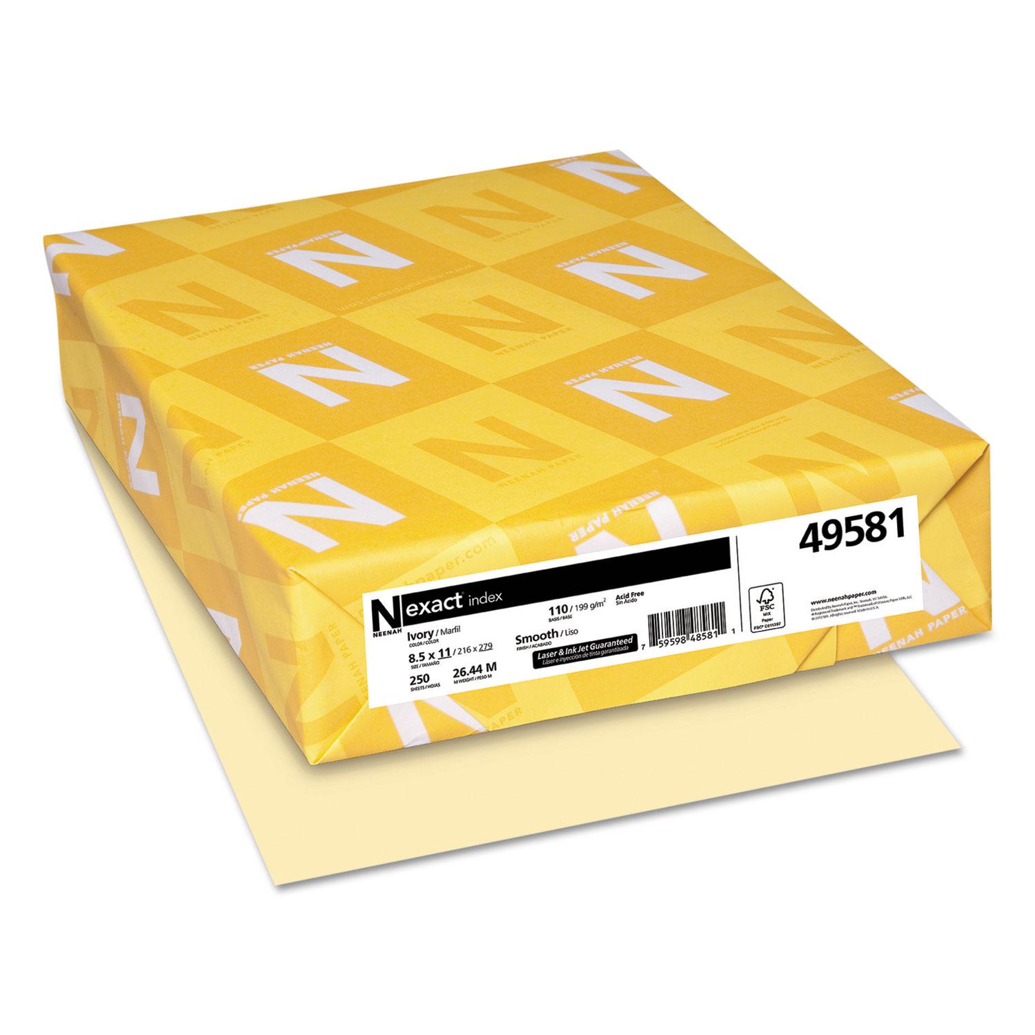 Neenah Paper Exact Index Card Stock, 110lb, 8 1/2 x 11, Ivory, 250 Sheets