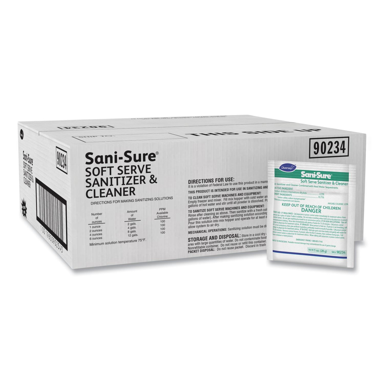 Diversey™ Sani Sure Soft Serve Sanitizer & Cleaner, Powder, 1 oz. Packet