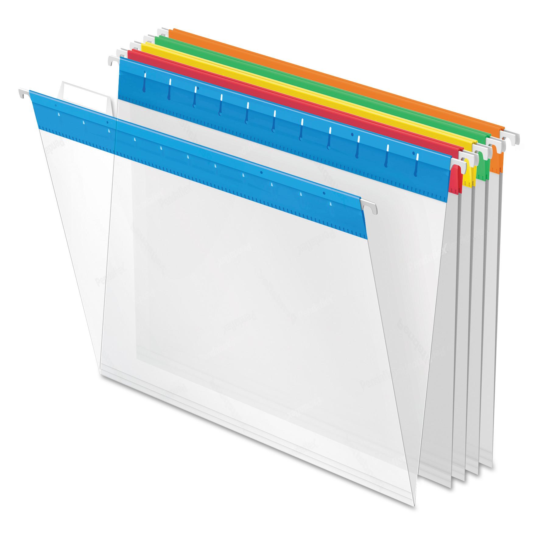 Pendaflex® Poly Hanging File Folders, 1/5 Tab, Letter, Assorted Colors, 25/Box