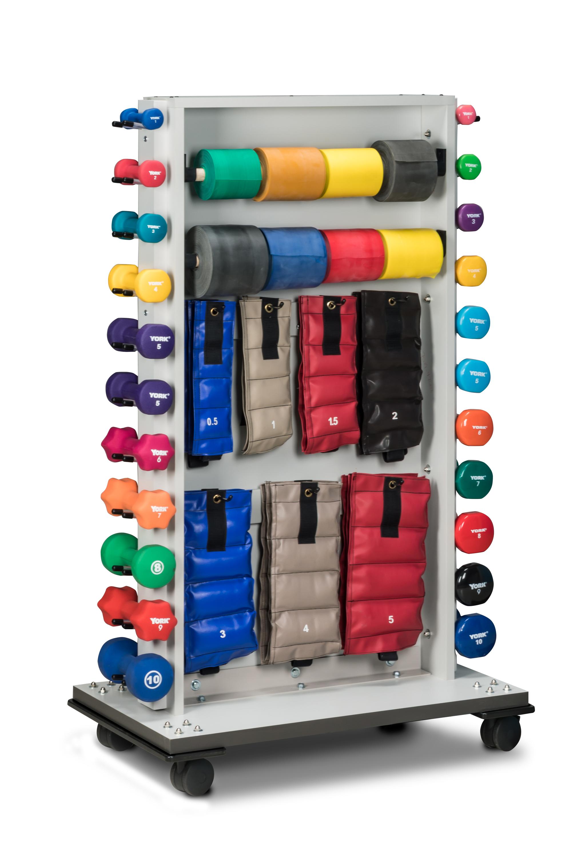 Direct Supply® Multipurpose Mobile Weight Dumbbell Rack with Mirror ...