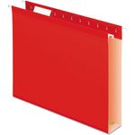 Pendaflex® Reinforced 2" Extra Capacity Hanging Folders, 1/5 Tab, Letter, Red, 25/Box