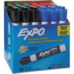EXPO® Low Odor Dry Erase Marker, Chisel Tip, Assorted, 36/Box