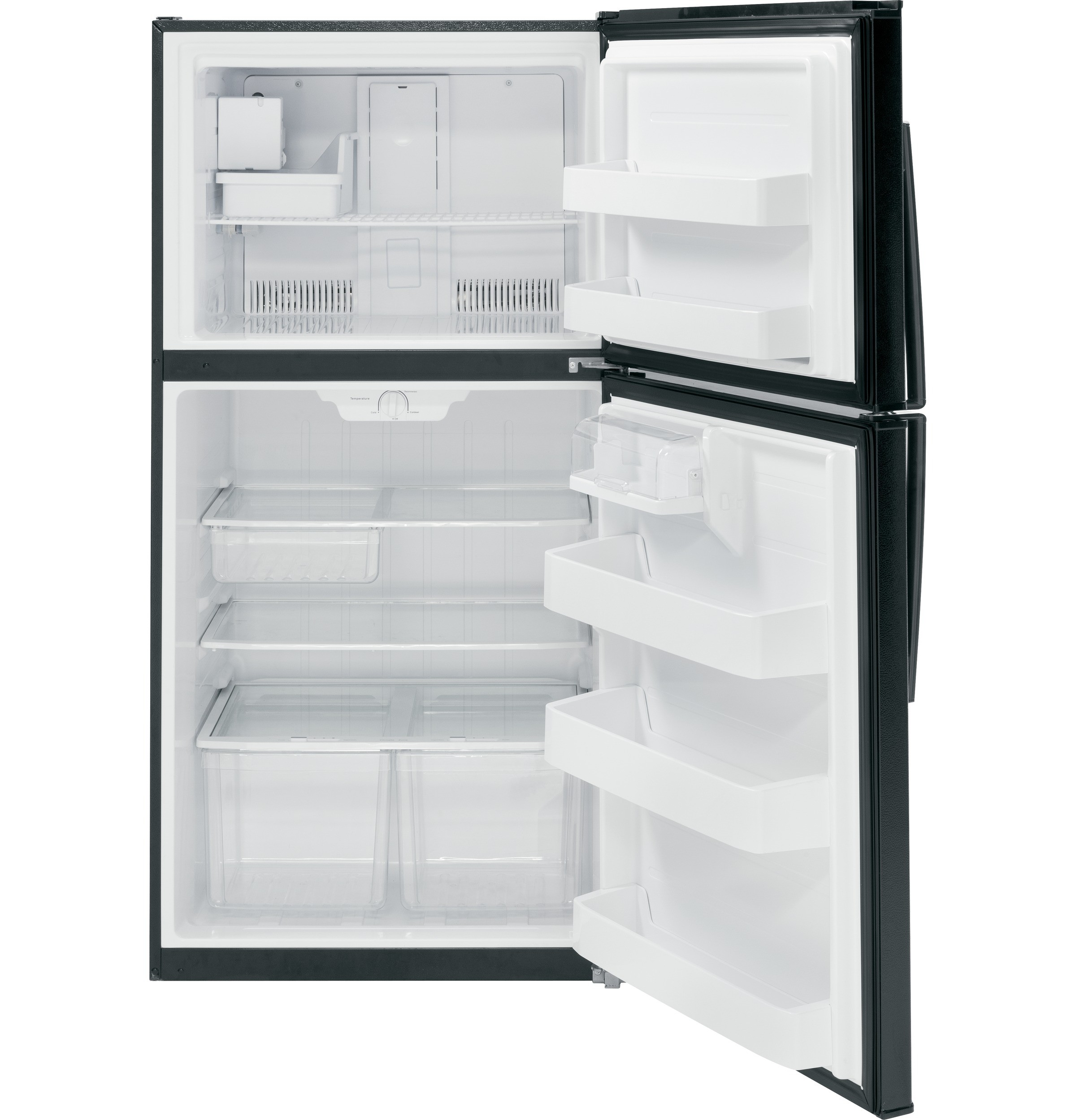 GE® 21.1 Cu.Ft. Top-Freezer Refrigerator, Icemaker, ENERGY STAR ADA- Appliance Color: Black