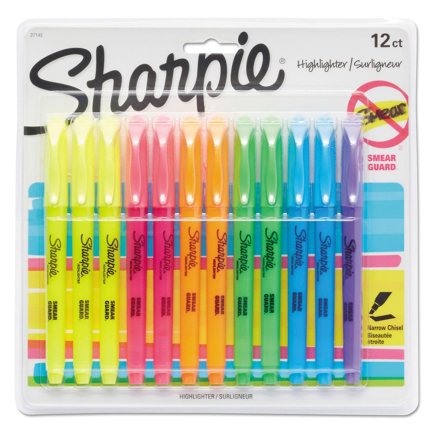 Sharpie® Accent Pocket Style Highlighter, Chisel Tip, Assorted Ink, 12 per Set