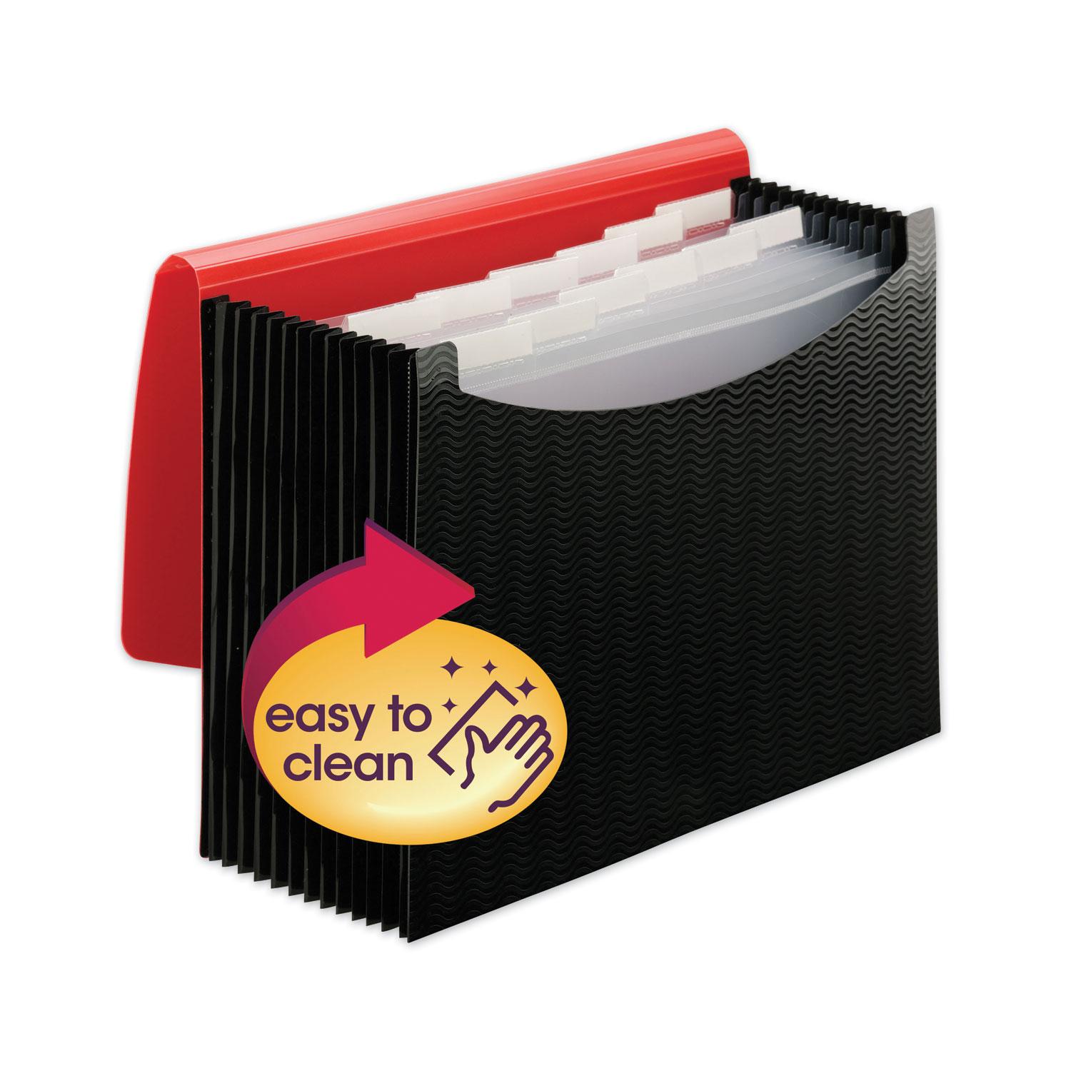 Smead Expanding File, 12 Pockets, Poly, Letter, Black/Red