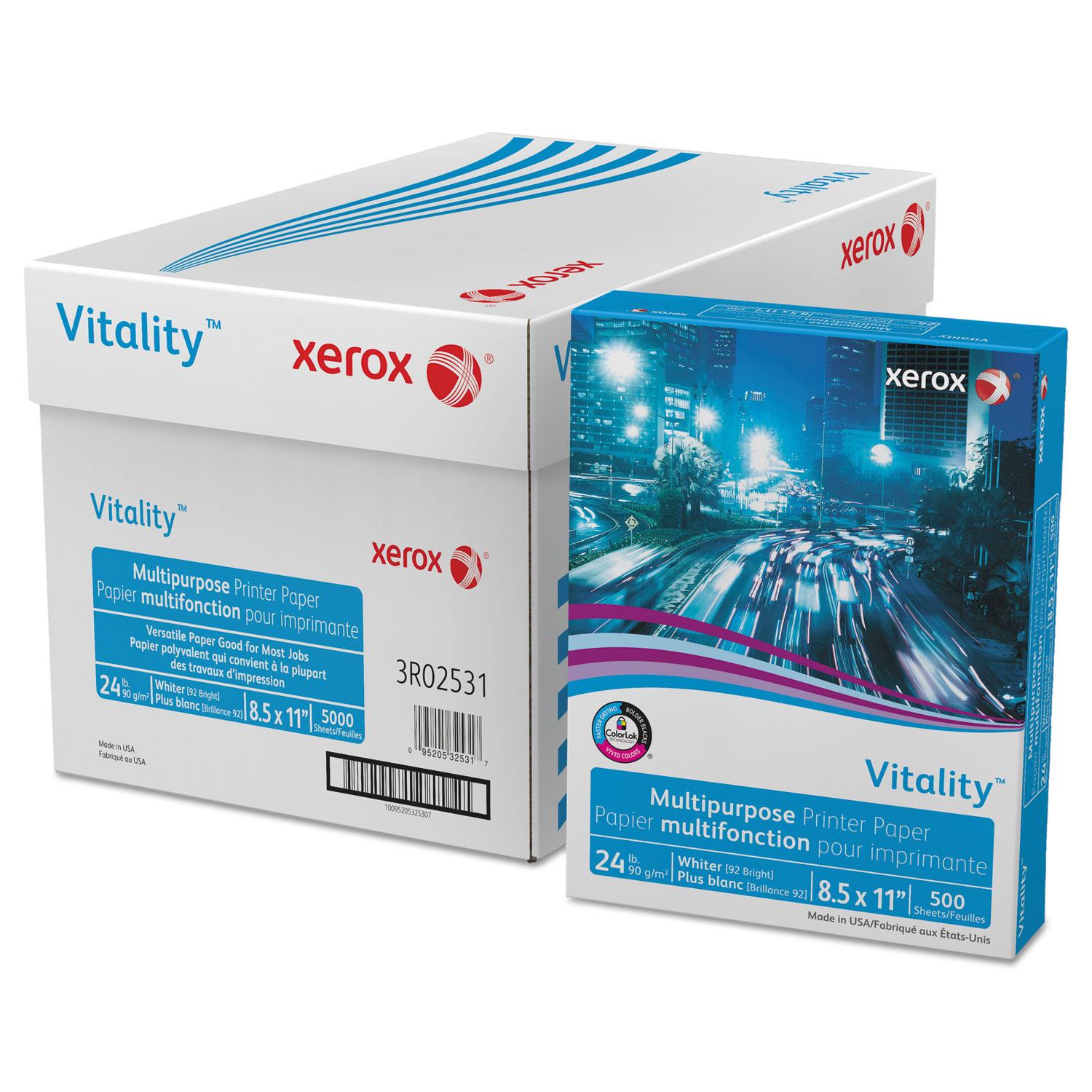 xerox™ Vitality Multipurpose Printer Paper, 8 1/2 x 11, White, 500 Sheets/RM