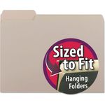 Smead Interior File Folders, 1/3 Cut Top Tab, Letter, Gray, 100/Box