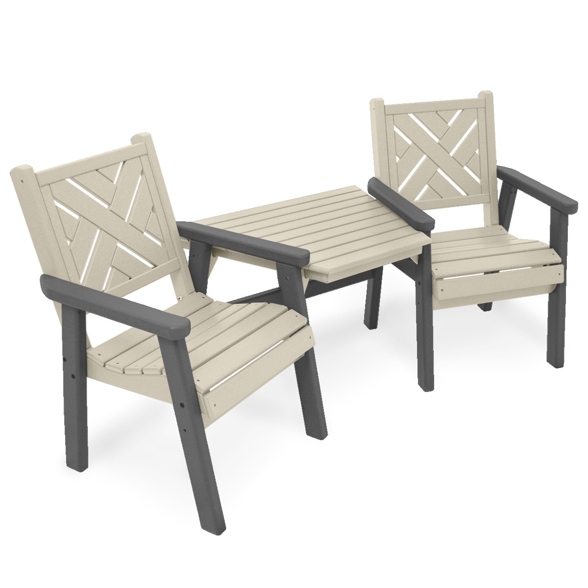Chippendale Dining-Height 20" Stationary Chair Tete-A-Tete - Frame Finish: Sandtone/Gray