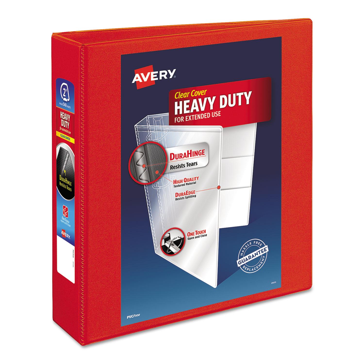 Avery® Heavy-Duty View Binder w/Locking 1-Touch EZD Rings, 2" Cap, Red