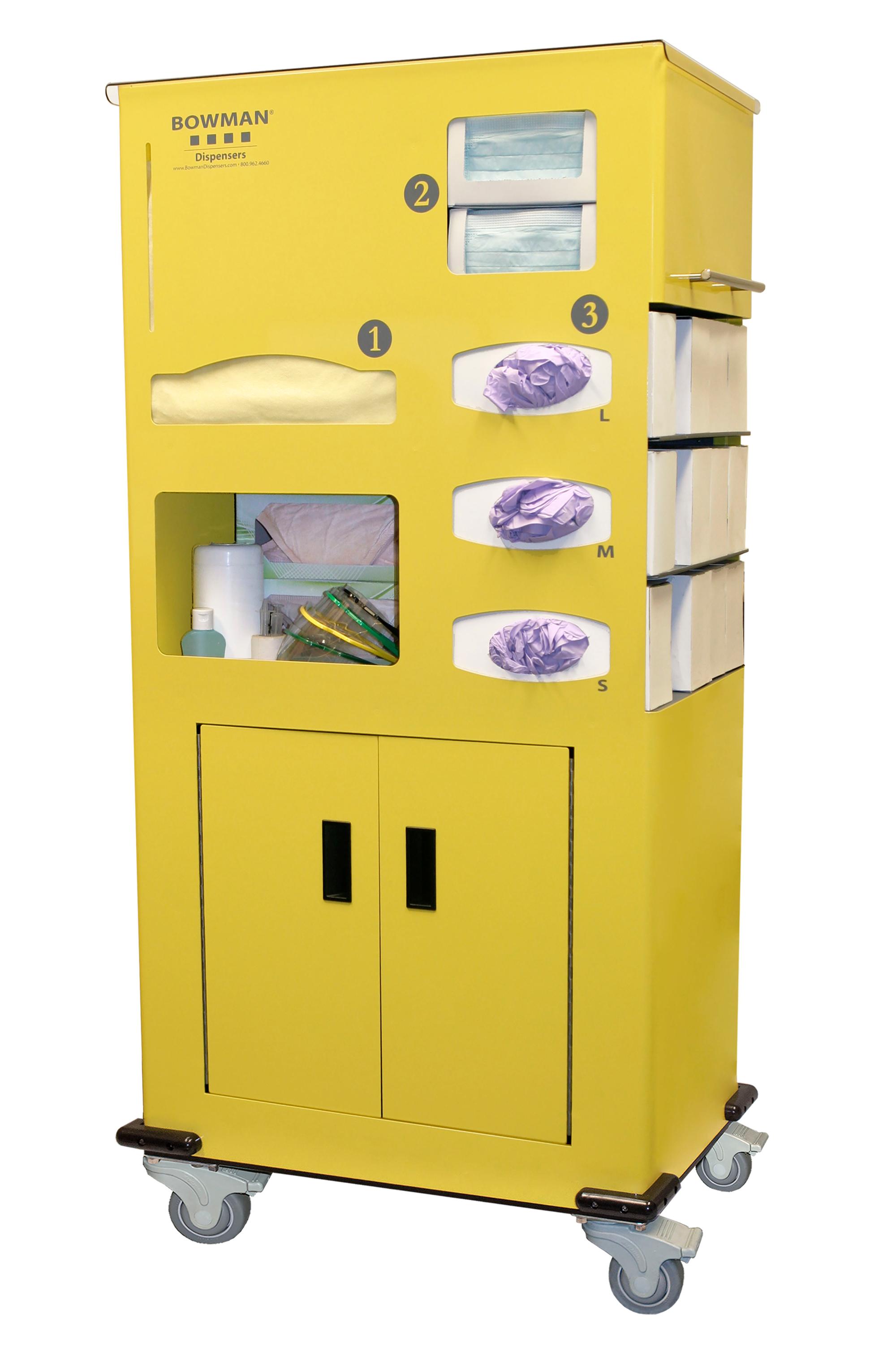 BOWMAN® PPE Cart II, Yellow Powder-Coated Aluminum and Steel