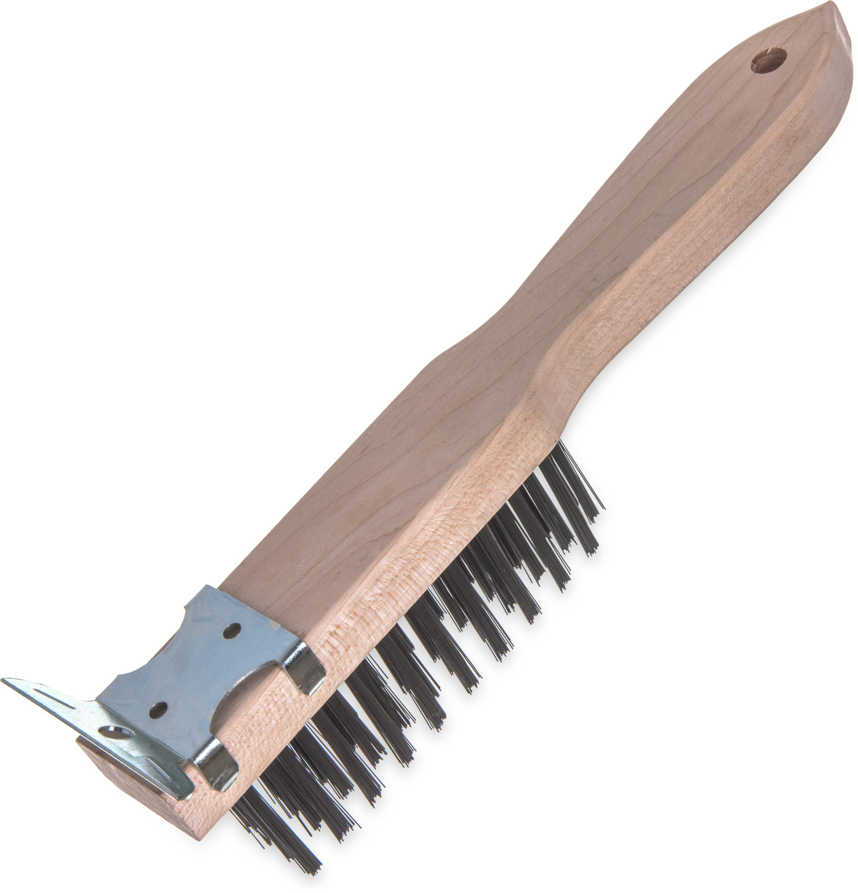 Heavy-Duty Wood Handle Scraper w/Tempered Steel Bristles 13-3/4"