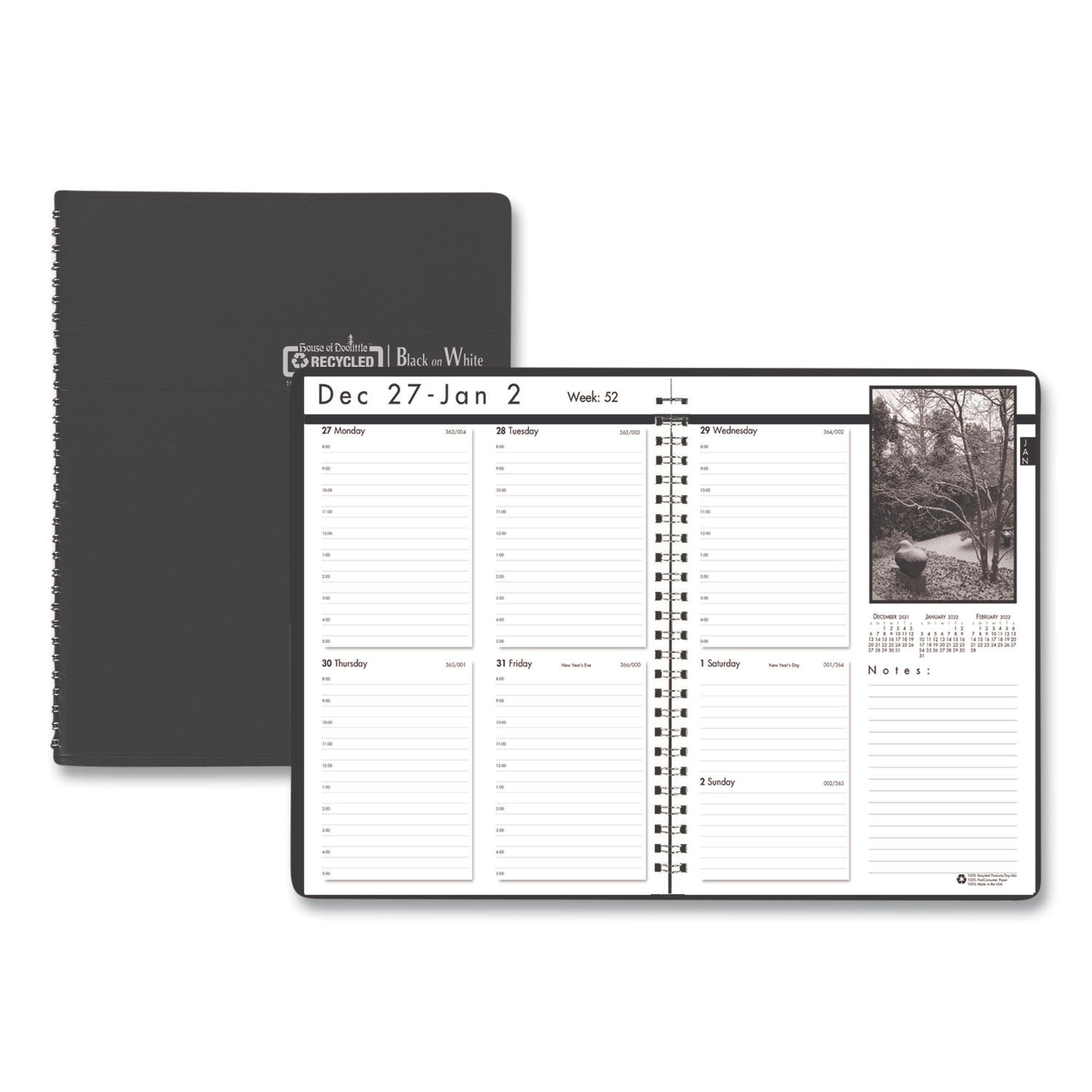 House of Doolittle™ Weekly Planner w/Black-&-White Photos, 8-1/2 x 11, Black, 2019