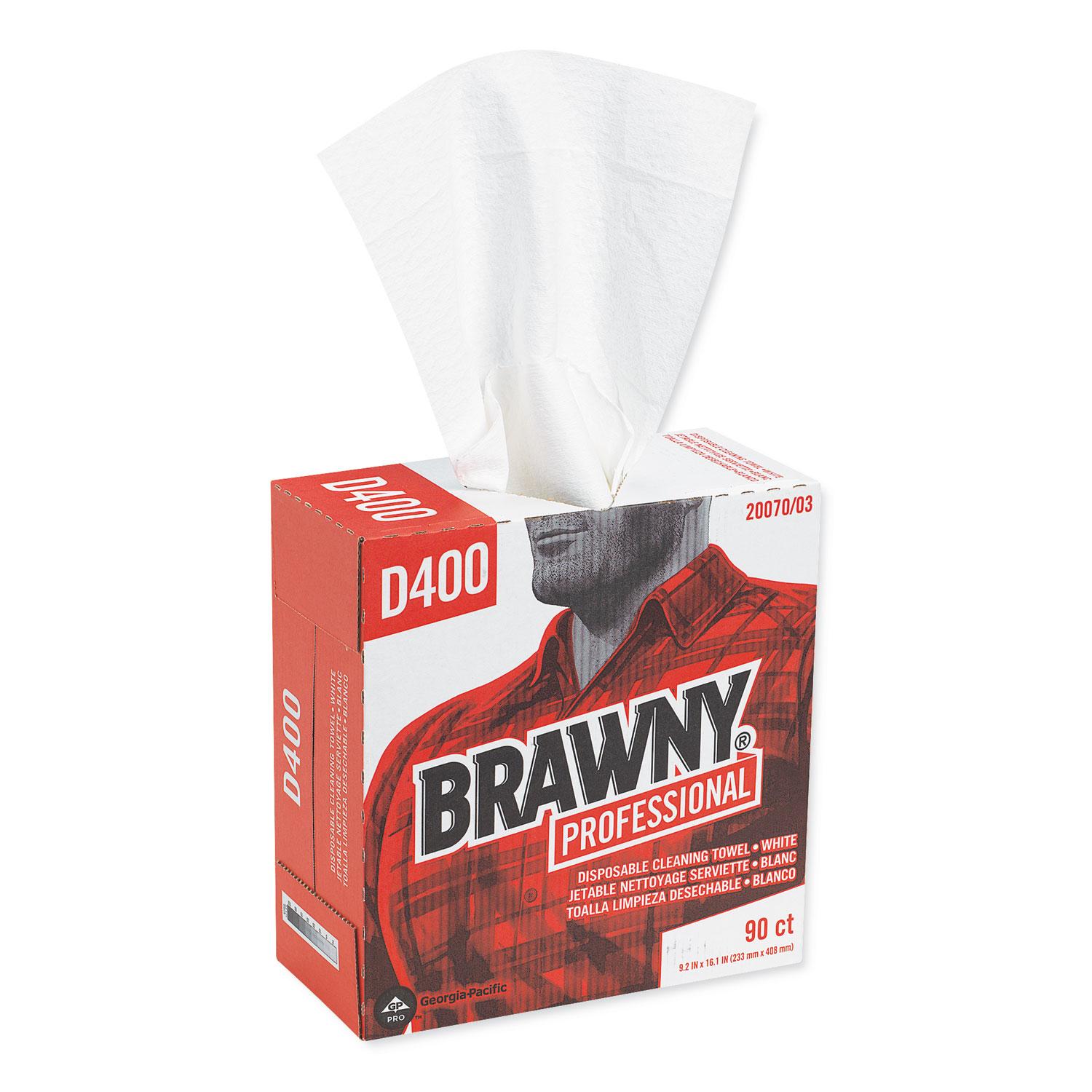 Brawny® Professional Medium-Duty Premium Wipes, 9 1/4 x 16 3/8, White, 90 Wipes/Box, 10 Boxes/Carton