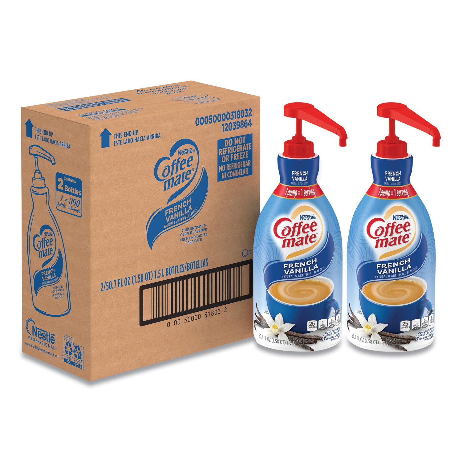 Coffee mate® Liquid Coffee Creamer, French Vanilla, 1.5 Liter Pump Bottle, 2/Carton