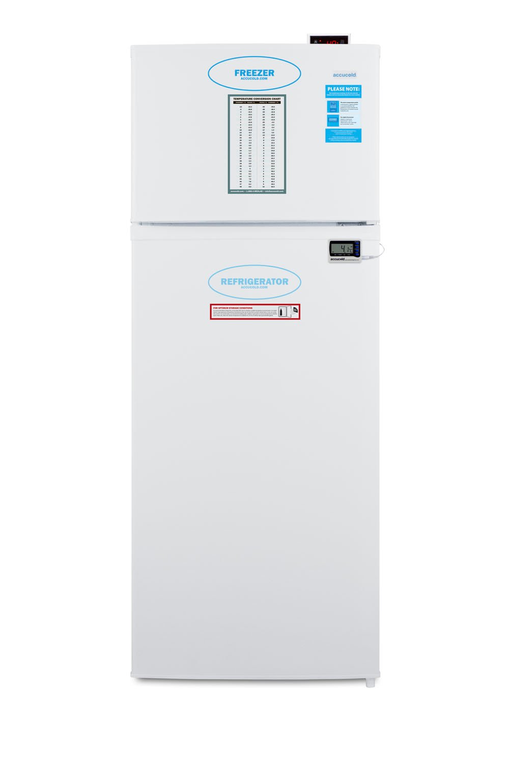 General Purpose Refrigerator-Freezer with Digital Controls, Internal Fan, Alarm/Thermometer, and 2-8ºC Refrigerator Section