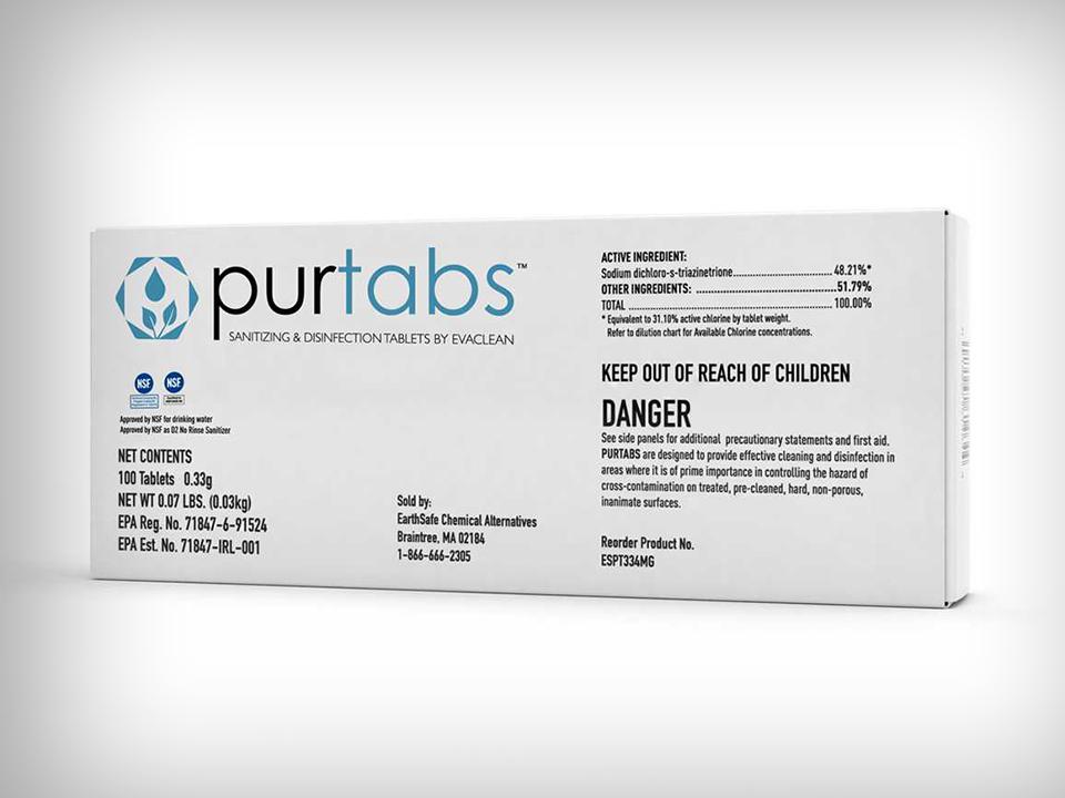 EvaClean PURTABS 13.1g - Effervescent Disinfecting and Sanitizing ...