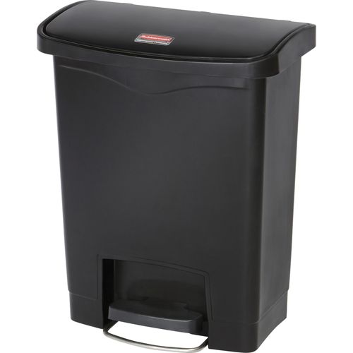 Rubbermaid 1883609 Slim Jim Resin Black Rectangular Front Step-On Trash Can  - 32 Qt. / 8 Gallon