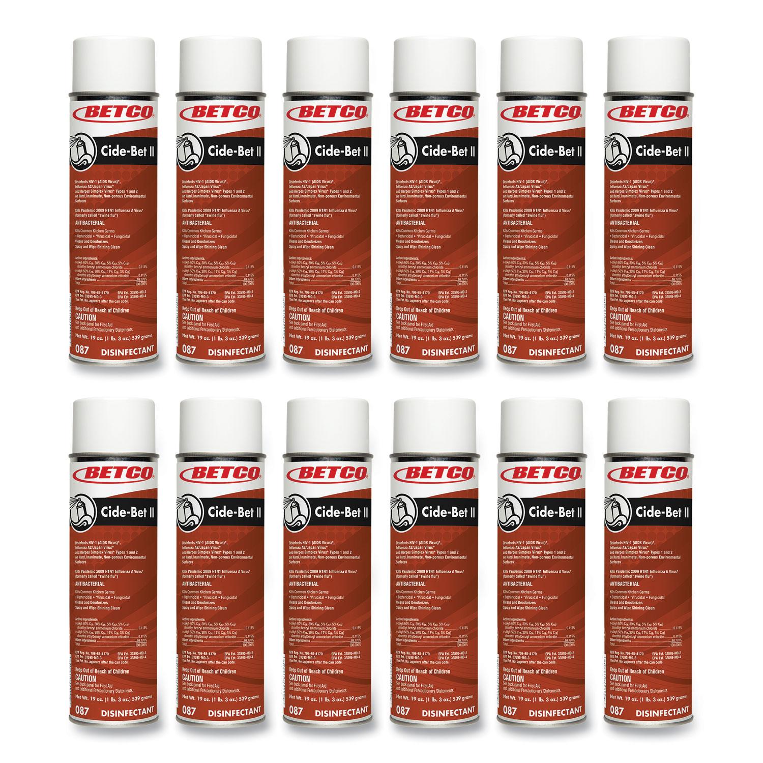 Betco® Cide-Bet II Aerosol Disinfectant Spray, Floral Scent, 19 oz Aerosol Spray, 12/Carton