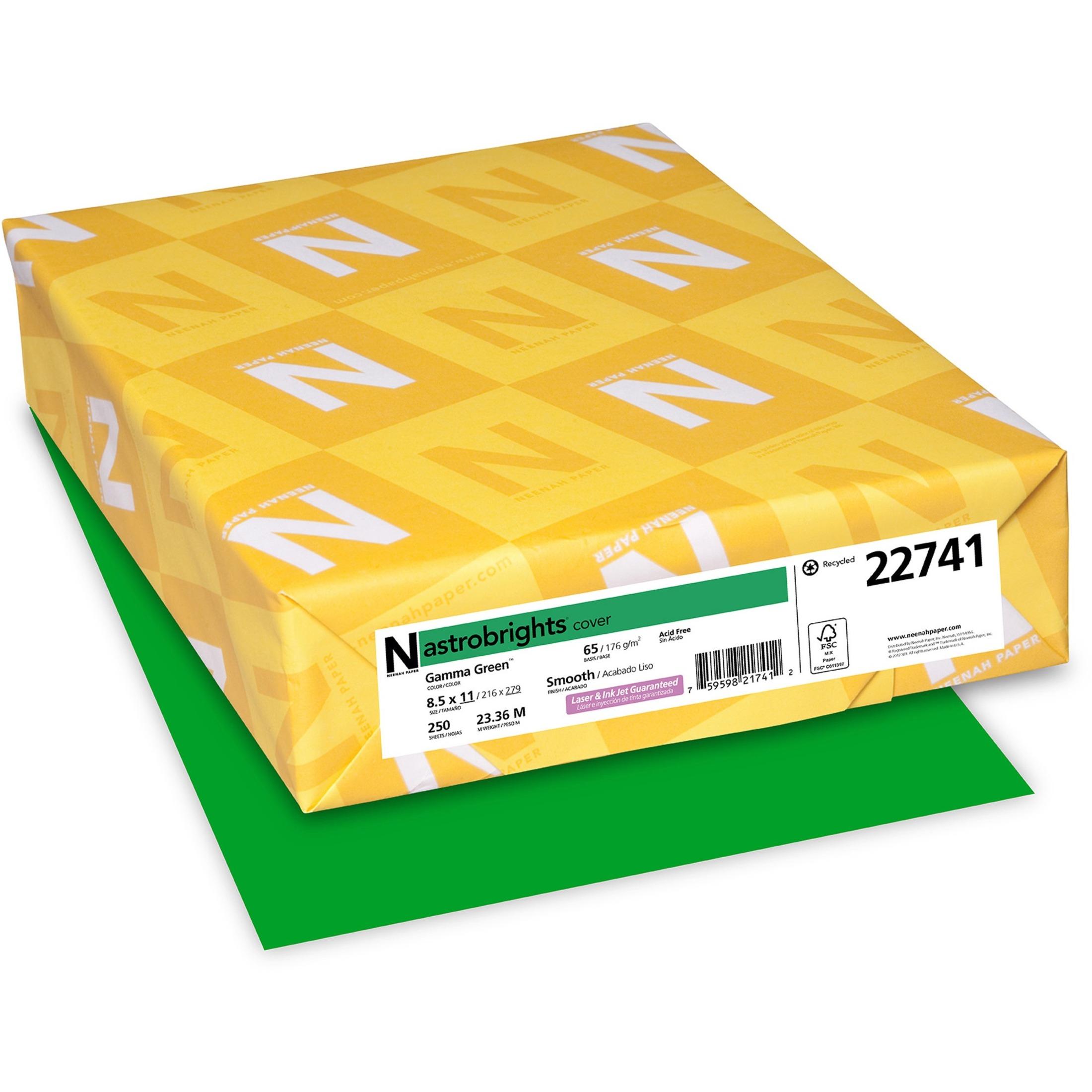Cardstock, 65 lb, 8-1/2"x11", 250/PK, Gamma Green