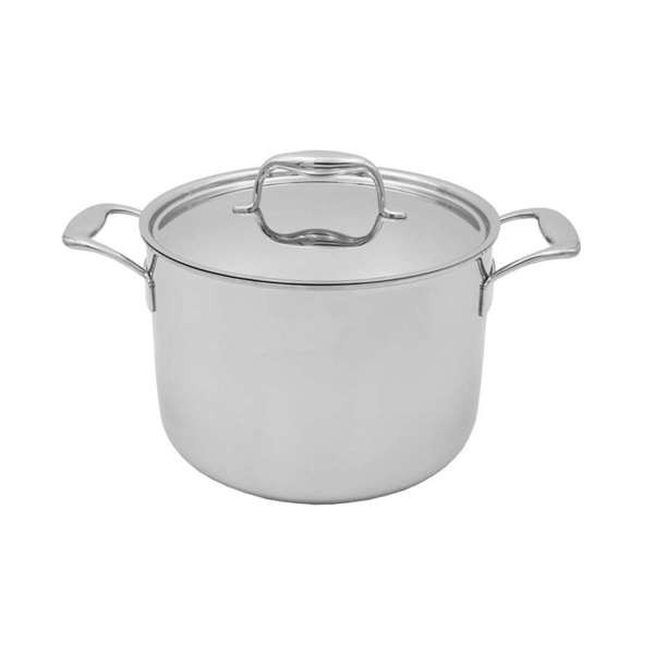 8 Qt Sauce/Stock Pot with Lid Natural Ergonomic Hollow SS - Rivetless Handle